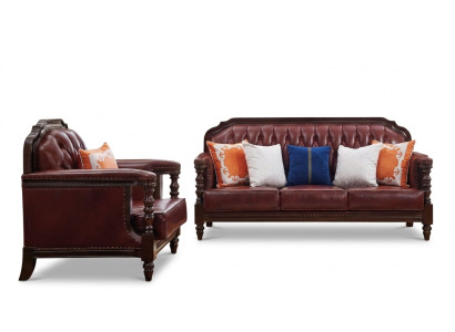 Klassieke Chesterfield Barok Rococo bankstel 3+1 leren bankstel
