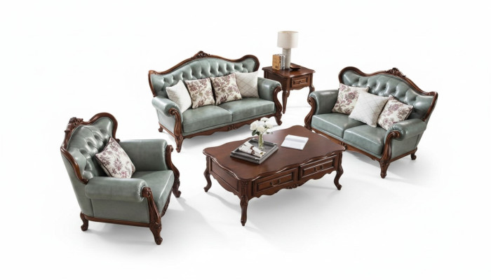 Sofaset 3+2+1 zetels Chesterfield meubels woonkamer textiel bank