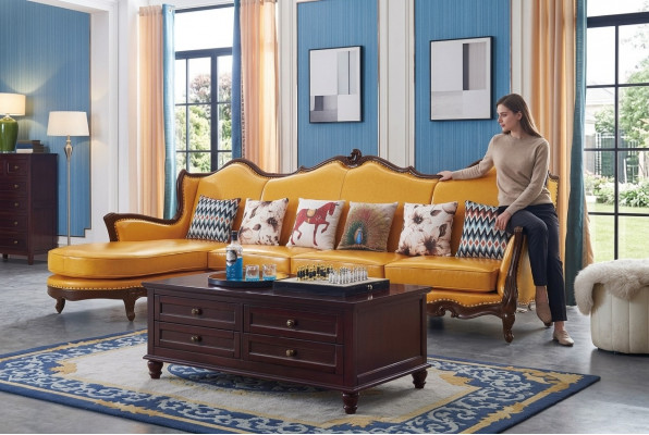 Klassieke hoekbank Gele Empire Bank Bank Leren Bank Banken