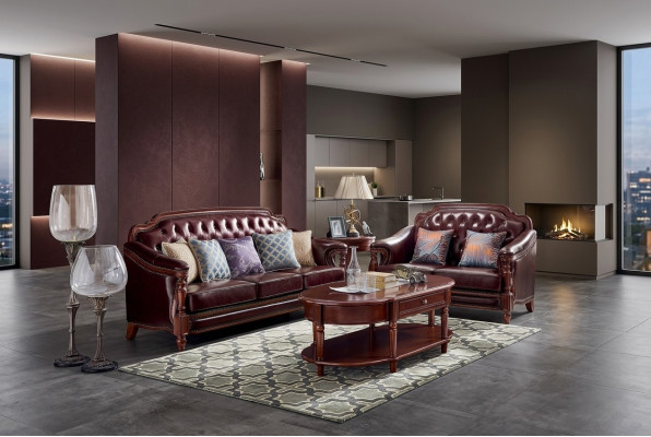Luxe bankstel 3+2-zits leren bank bankstel set