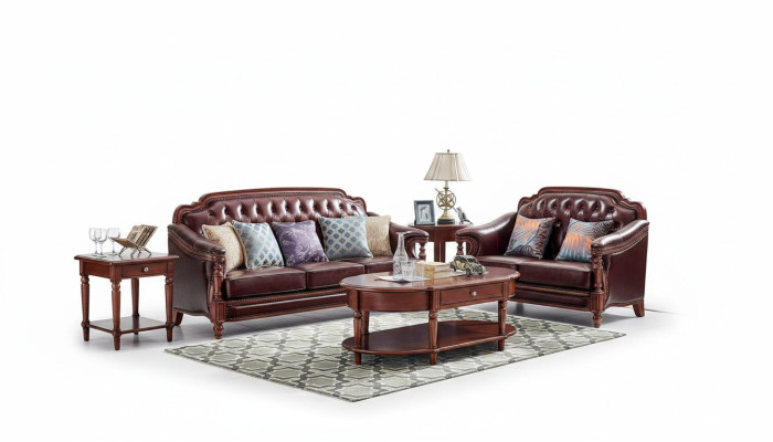 Luxe bankstel 3+2-zits leren bank bankstel set