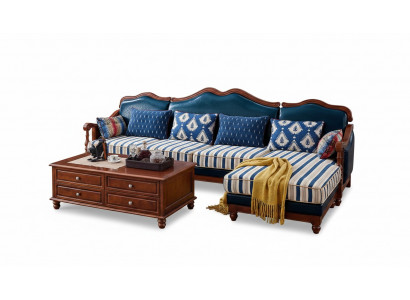 Blauw leren bank hoekbank gestoffeerde meubelen Klassieke Chesterfield meubelen