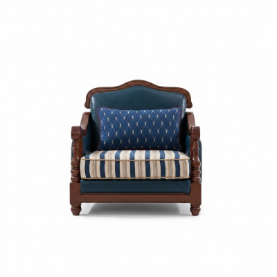 Ontwerp leren fauteuil woonkamer lounge luxe stoel design meubels blauw