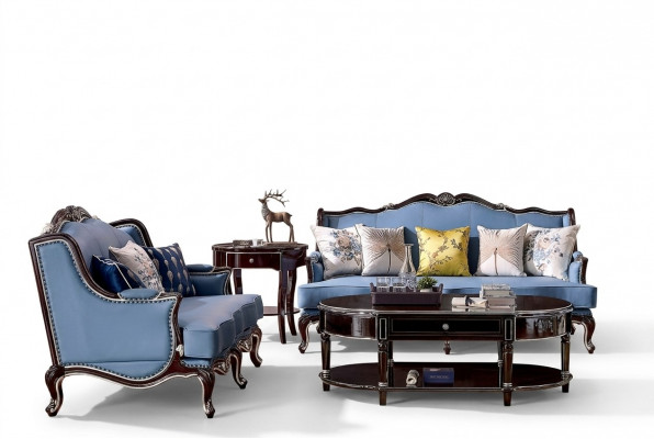 Klassieke Chesterfield bankstel 3+2 zitsbank bankstel Blauwe bankstellen