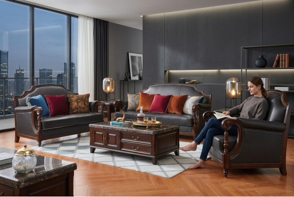 Luxe meubel bankstelsel bankbank bank 3 2 1 zits woonkamer hout 3-delig.