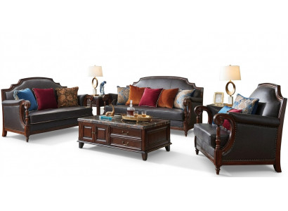 Luxe meubel bankstelsel bankbank bank 3 2 1 zits woonkamer hout 3-delig.