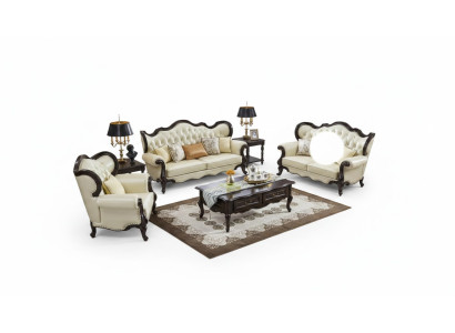 Groep bankstel 3+3+1 zits luxe bank fauteuil bankstellen leer klassieke set