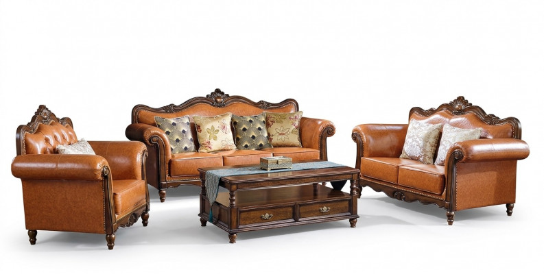 Woonkamer set Bankstel 3+2 zits Bank Beklede Bank Luxe Meubels Oranje