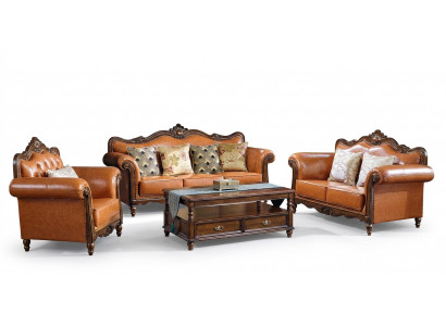 Woonkamer set Bankstel 3+2 zits Bank Beklede Bank Luxe Meubels Oranje