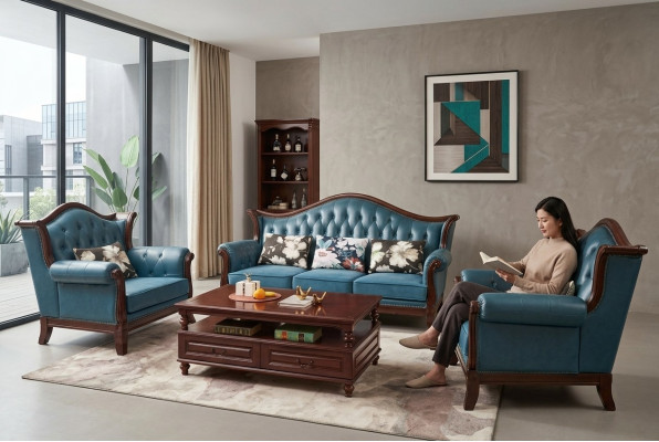 Chesterfield Klassieke leren zithoek Barok Rococo bankstel 3+1