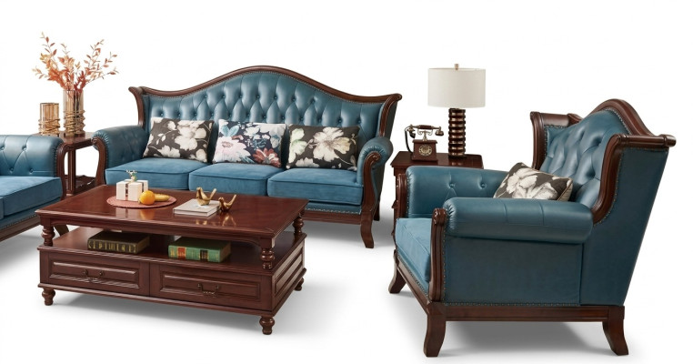Chesterfield Klassieke leren zithoek Barok Rococo bankstel 3+1