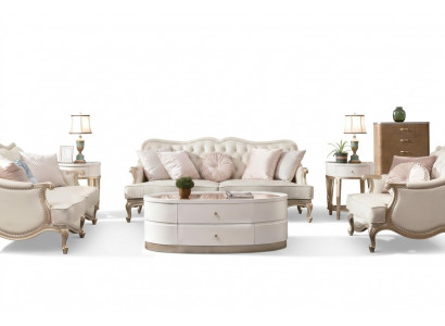 Salontafel met laden Ovale tafel Woonkamer Houten salontafels