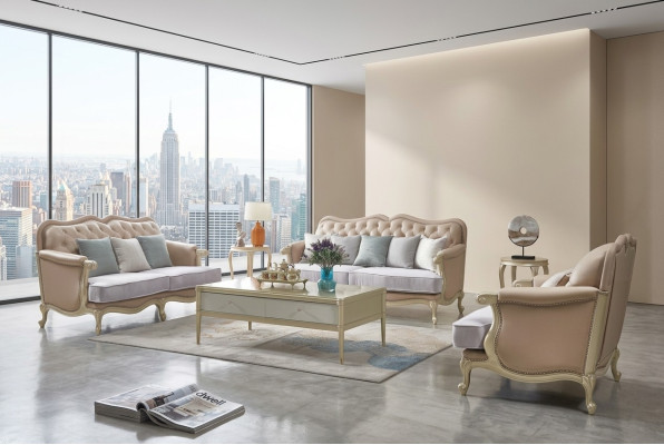 Rosa meubelbankstel bank 3 2 1 zits woonkamer design 3-delig.