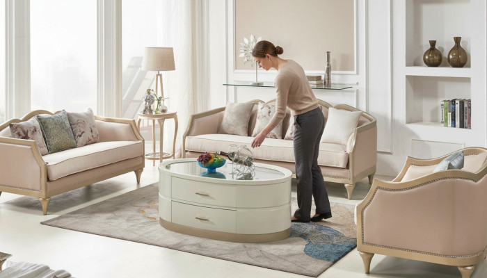 Roomijs salontafel Ovale woonkamertafel Glazen salontafels Meubels