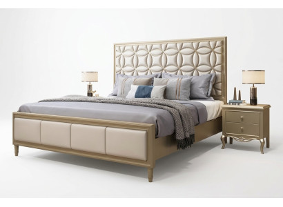 Bedden Twee persoonsbed Slaapkamer Kunstlederen bekleding Beige Tweepersoonsbedden Nieuw