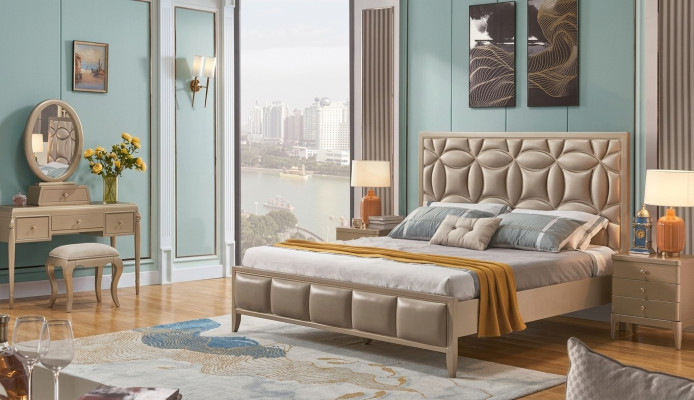 Bekleding Beige Tweepersoonsbedden Bed Bedden Tweepersoonsbed Slaapkamer