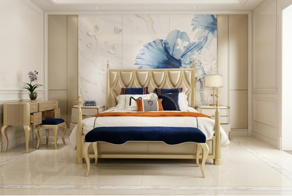 Ontwerp slaapkamer bed luxe dubbele bedden hout modern gestoffeerde meubels 180x200cm
