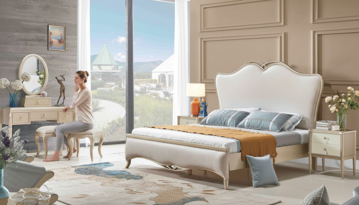 Bed Padding Design Luxury Double Beds White 180x200cm Bedroom Furniture New