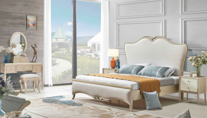 Bed Padding Design Luxury Double Beds White 180x200cm Bedroom Furniture New