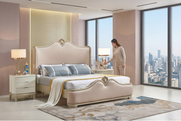 Bed frame Bed double bed frame Beige bed furniture Double beds