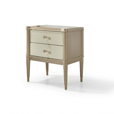 Nachtkastje bijzettafel tafel hout tafels meubels nachtkastjes beige slaapkamer
