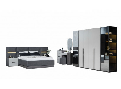 Slaapkamer Bed Nachtkastjes Kledingkast Commode met spiegel Meubelset 5-delig