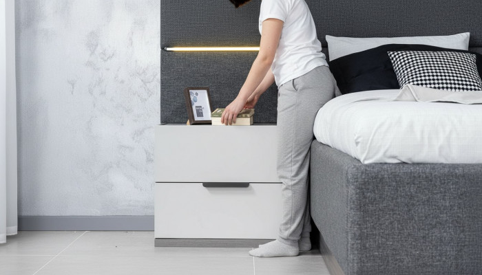 Luxe nachtkastje oud wit 2x nachtkastjes set houten console 61x45x52cm