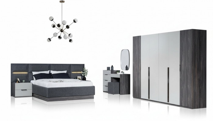 Slaapkamer set meubels Bed 2x Nachtkastje Kledingkast Meubels Compleet set 5-delig