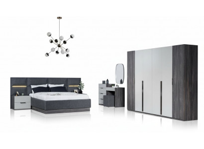 Slaapkamer set meubels Bed 2x Nachtkastje Kledingkast Meubels Compleet set 5-delig