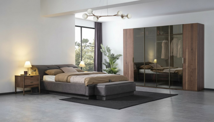 Slaapkamer set meubels Bed 2x Nachtkastje Kledingkast Meubel Compleet Set 4-delig