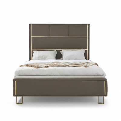 Taupe gestoffeerde bedden tweepersoonsbed houten slaapkamermeubels Hotel gestoffeerd 180x200.