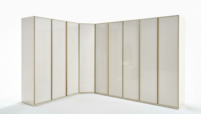 Hoogglans kledingkast Slaapkamerkasten Hoekkast Luxe meubels Goud Beige