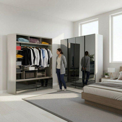 Kledingkast Kast Glazen kast Slaapkamer Hout Moderne kasten Meubels Nieuw