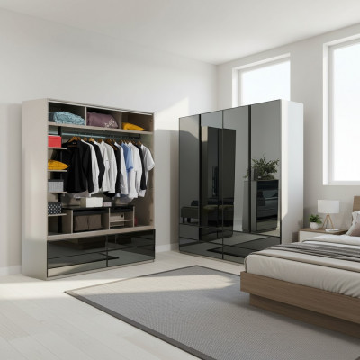 Kledingkast Kast Glazen kast Slaapkamer Hout Moderne kasten Meubels Nieuw