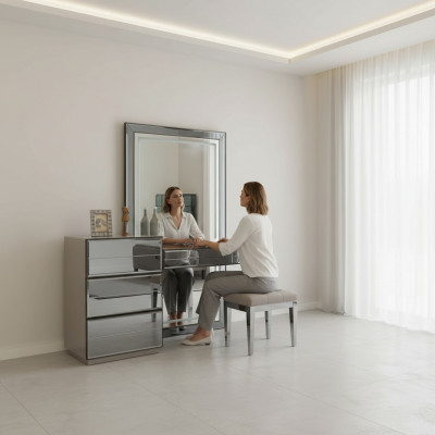 Toilettafel met spiegelconsoletafel houten moderne slaapkamer