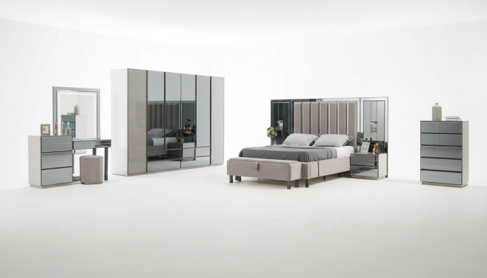 Luxe slaapkamer 8-delige set Complete kamermeubels Bed Nachtkastje Kast Nieuw