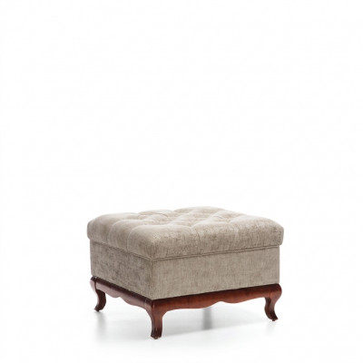 Poef Designer Chesterfield Voetenbank Textiel Beige Bekleding Bank Stof