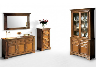 Woonkamerkast dressoir Italië spiegel klassieke set 3-delig hout
