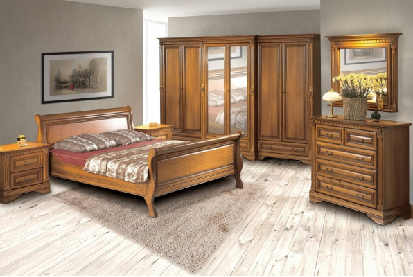 Slaapkamer Bed Nachtkastje Ladenkast Kledingkast Luxe Set 6-delig.