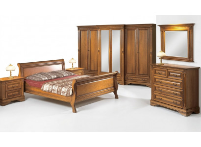 Landhuisstijl bed 3-delig met 2 nachtkastjes houten meubelset bruin