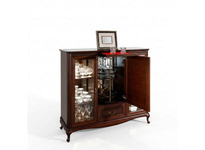 Huisbar kast dressoir met draaibare flessenkast vitrine hout.
