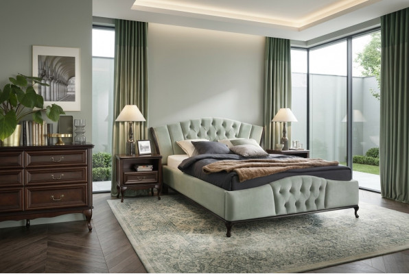 Bedroom set Chesterfield luxury beds furniture 2x bedside table 3-piece