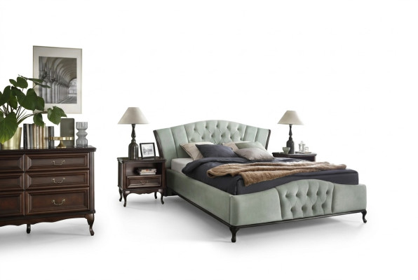 Groen Chesterfield bed met houten slaapkamermeubelen Bedden Koninklijk.
