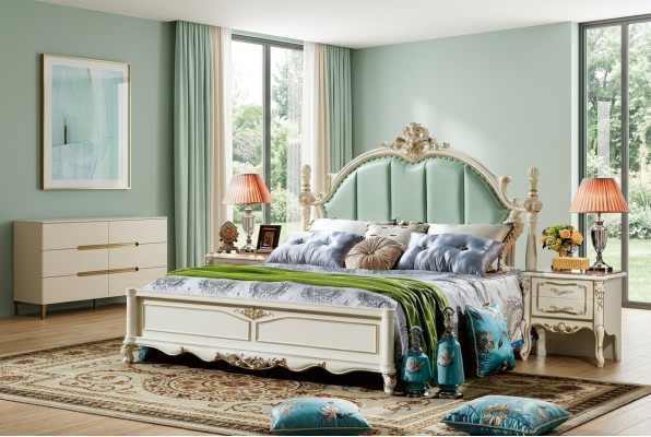 Klassieke slaapkamer bed meubels hout leer bedden barok rococo