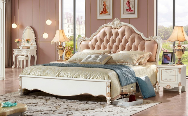 Koninklijk Chesterfield bed Slaapkamermeubilair Bedden 180x200 Leer