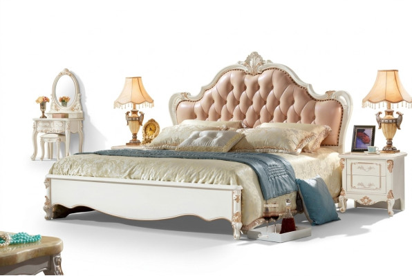 Koninklijk Chesterfield bed Slaapkamermeubilair Bedden 180x200 Leer