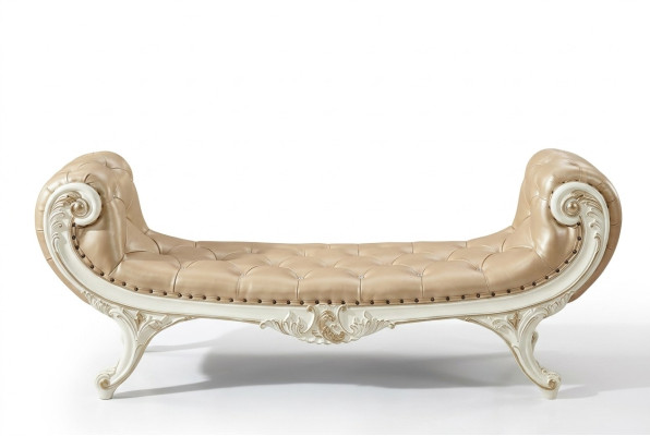 Bank Slaapkamer Chaise longue Krukje Ottomaan Chesterfield Leer Nieuw