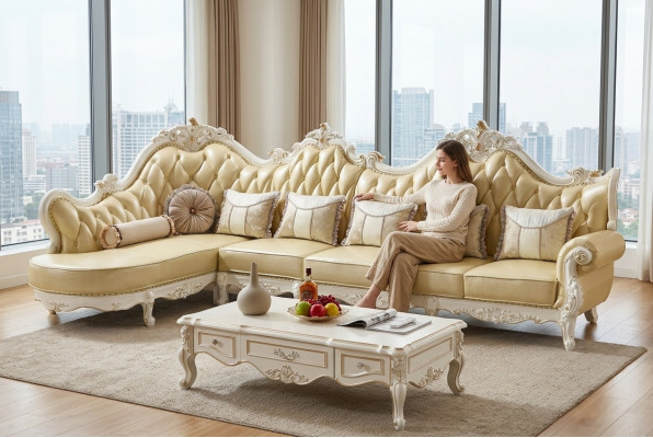 Klassieke Chesterfield bank bankbekleding set hoekbank barok hoek