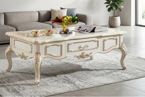 Koninklijke salontafel 130x73 tafel bank bijzettafel tafels wit hout