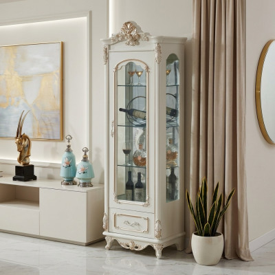 Vitrine Houten enkele vitrines Glazen kasten Meubels Art deco Wit
